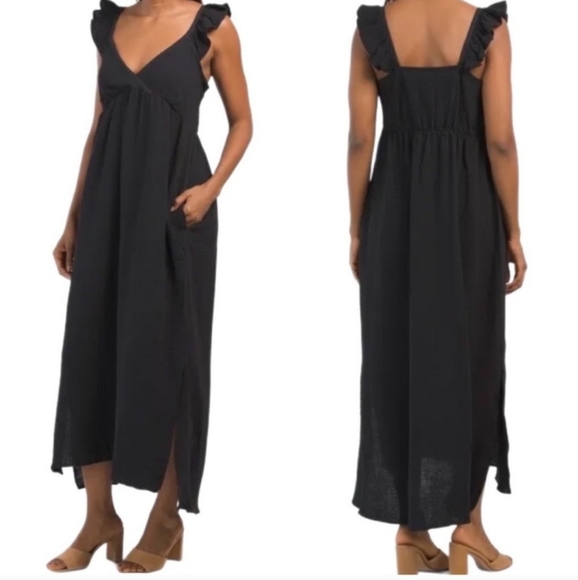 Magaschoni- 100% Organic Cotton Gauze Flow Style Maxi Dress (Sand)-M - Picture 3 of 12